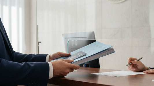 e-1 visa interview at consulate - Professional illustration