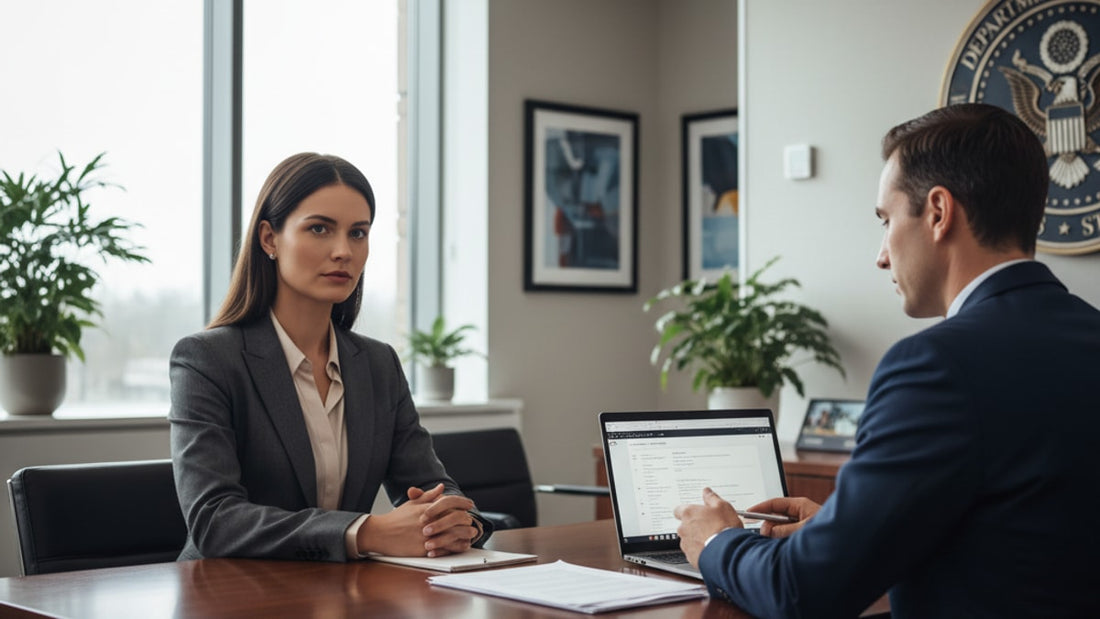 eb-1c visa interview at consulate - Professional illustration