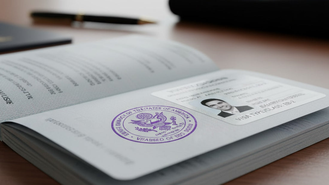 eb-2 visa stamp process at embassy - Professional illustration