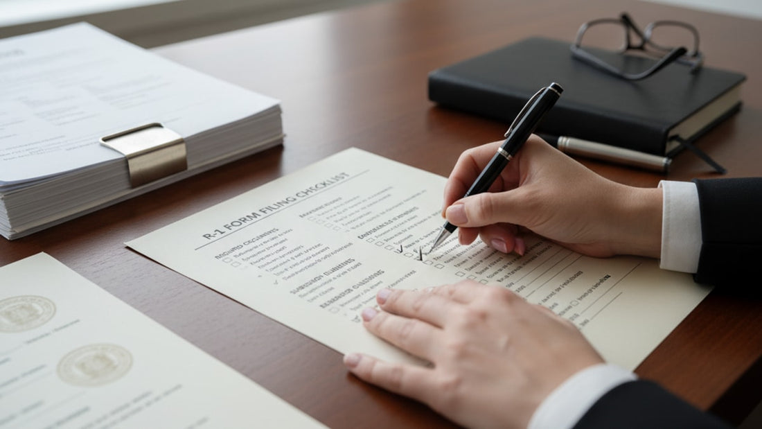r-1 form filing checklist - Professional illustration