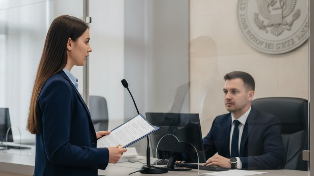 f-2b visa interview at consulate - Professional illustration
