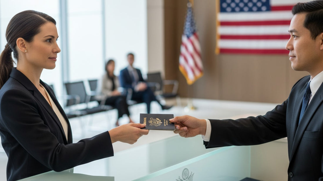 o-1b visa stamp process at embassy - Professional illustration