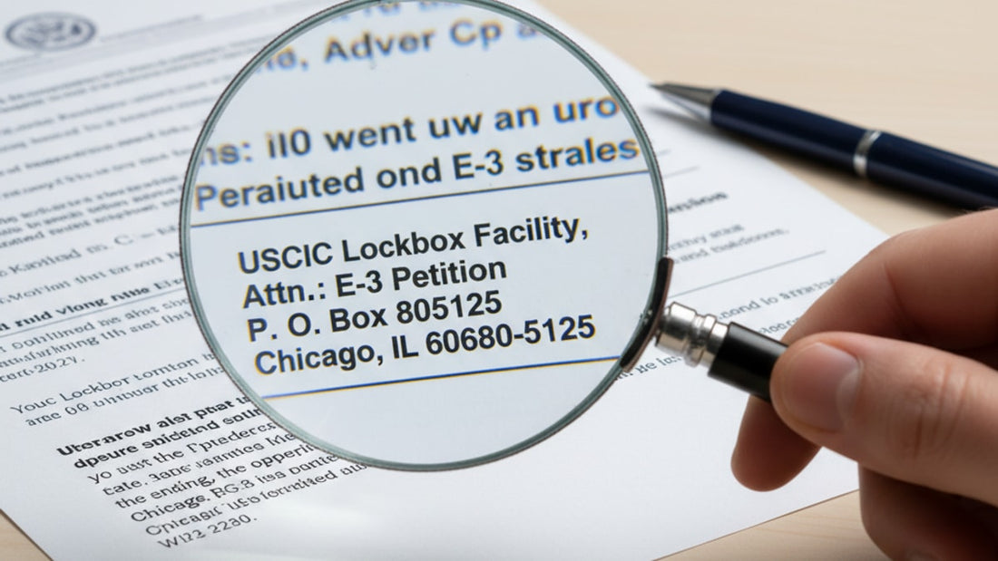 e-3 mailing address uscis lockbox - Professional illustration