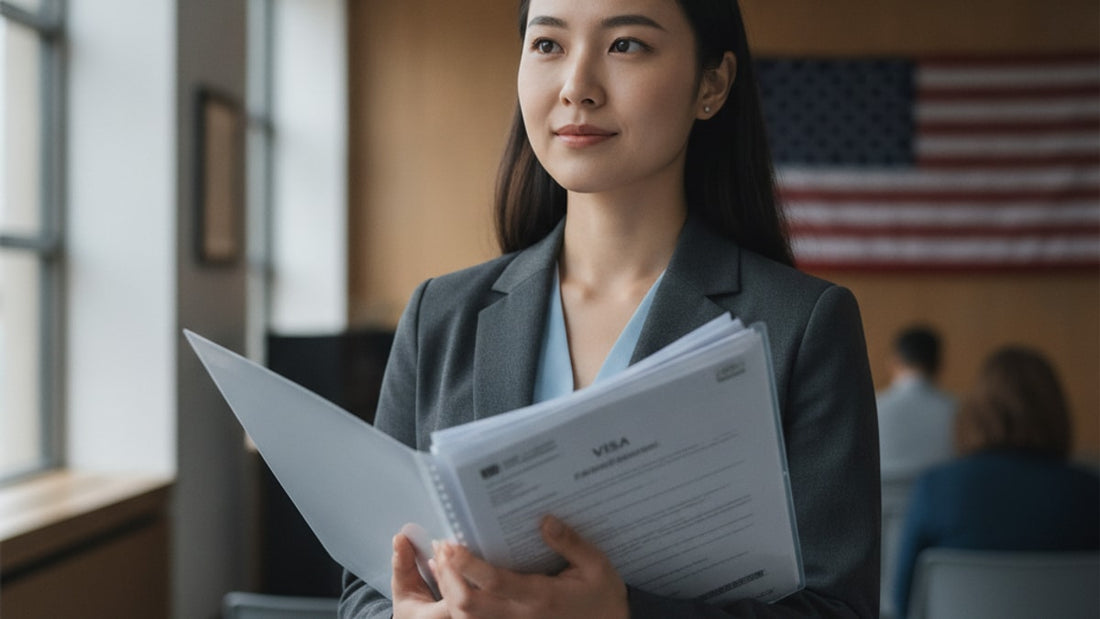 f-4 visa interview at consulate - Professional illustration