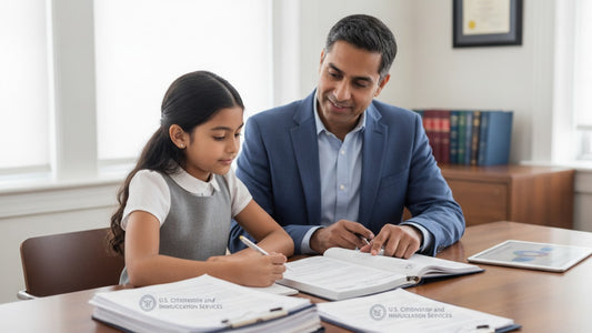b-1/b-2 children status options - Professional illustration
