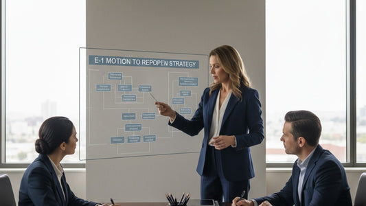 e-1 motion to reopen strategy - Professional illustration