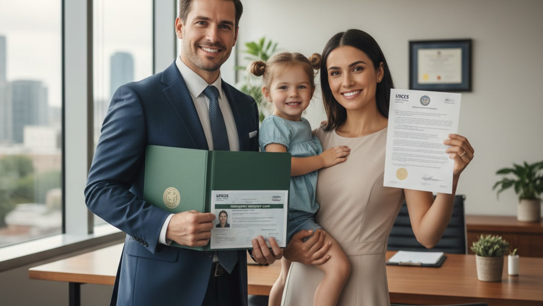 b-1/b-2 to green card - Professional illustration