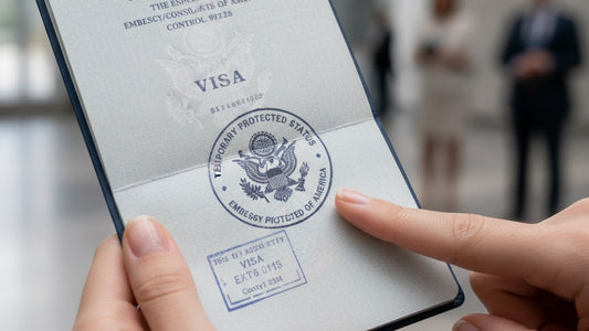 tps visa stamp process at embassy - Professional illustration