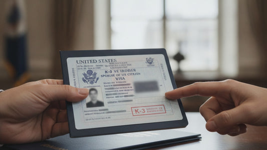 k-3 visa stamp process at embassy - Professional illustration