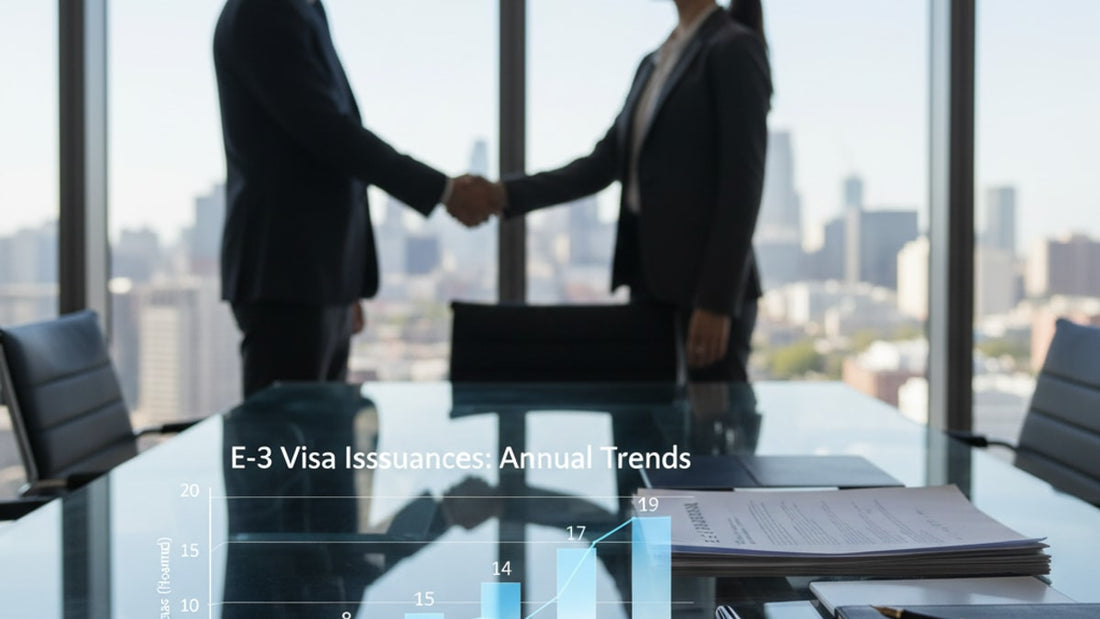 Blog Post: How Many E-3 Visas Are Issued Each Year? - Professional illustration