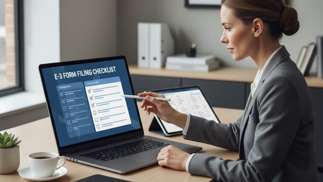 e-3 form filing checklist - Professional illustration