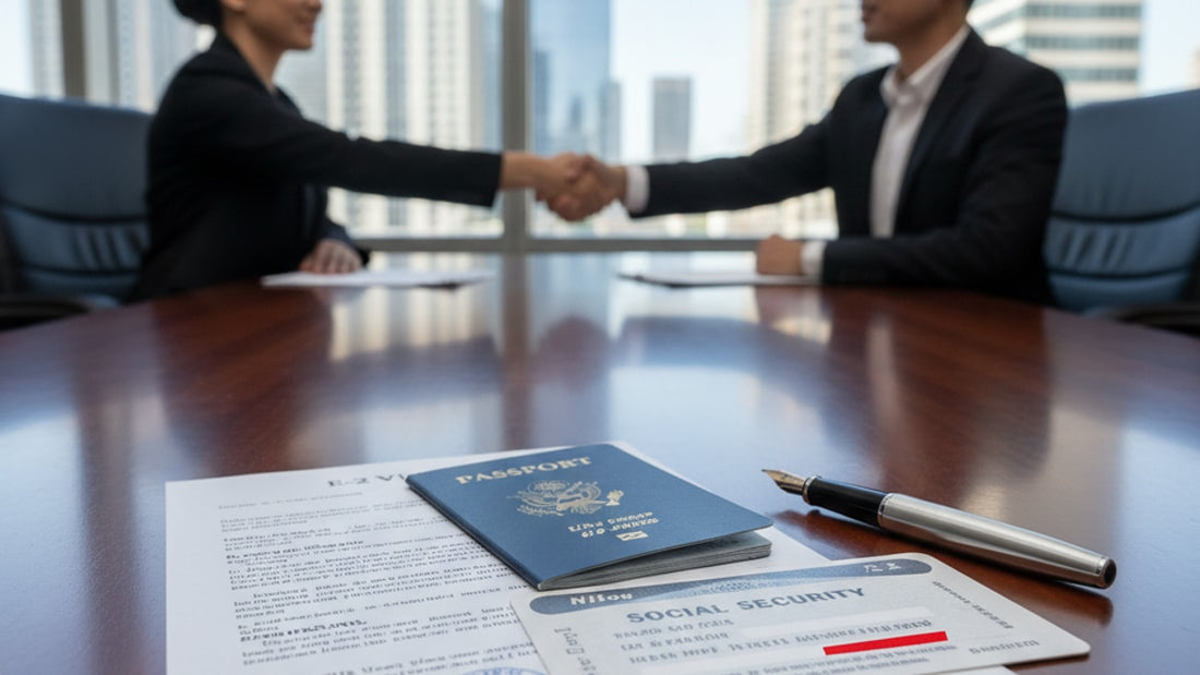 Blog Post: Can an E-2 Visa Holder Get a Social Security Number - Professional illustration