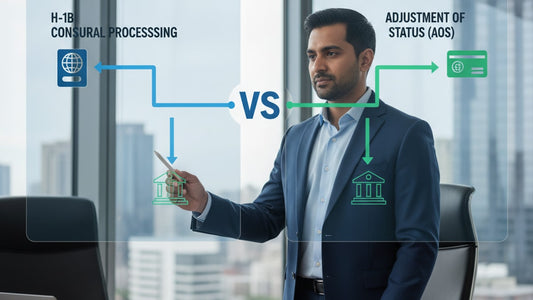 h-1b consular vs aos - Professional illustration