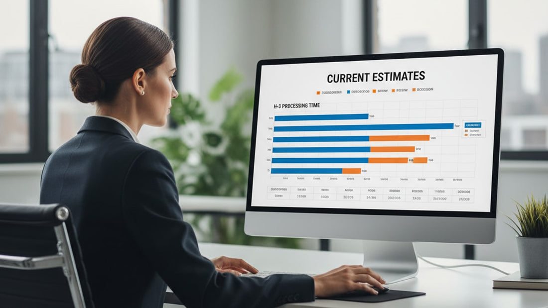 h-3 processing time current estimates - Professional illustration