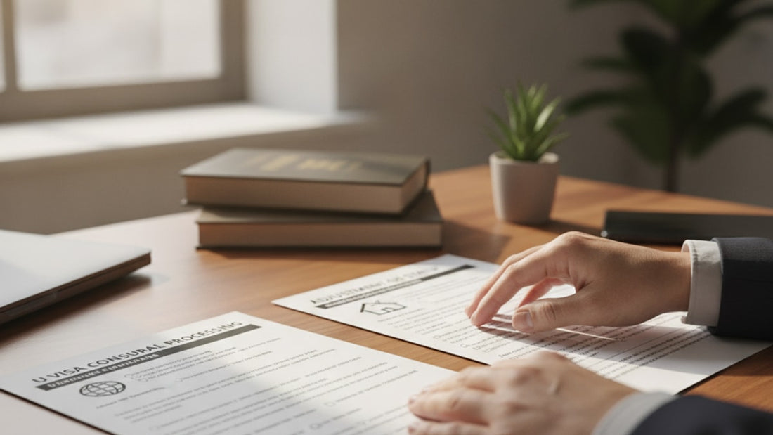 u visa consular processing vs adjustment of status - Professional illustration