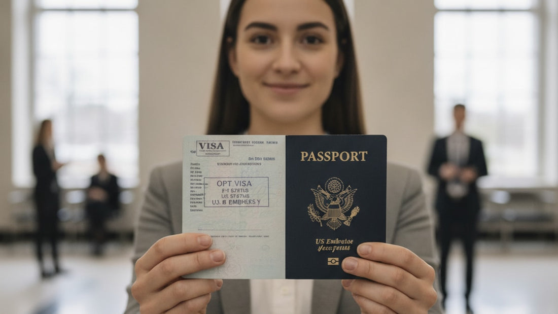 opt visa stamp process at embassy - Professional illustration