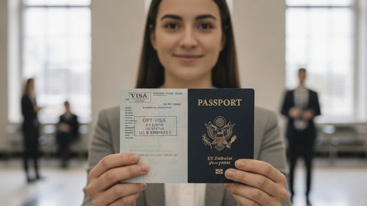 opt visa stamp process at embassy - Professional illustration