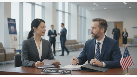 eb-5 visa interview at consulate - Professional illustration