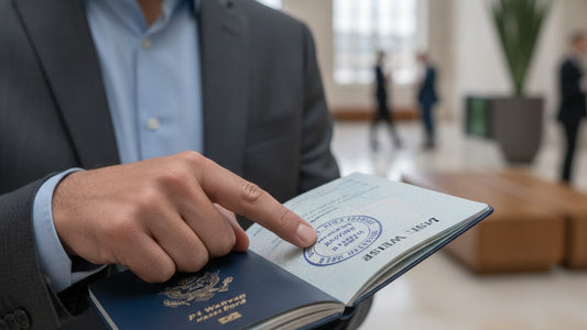 j-1 waiver visa stamp process at embassy - Professional illustration