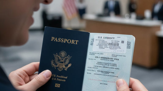 cr-1 visa stamp process at embassy - Professional illustration