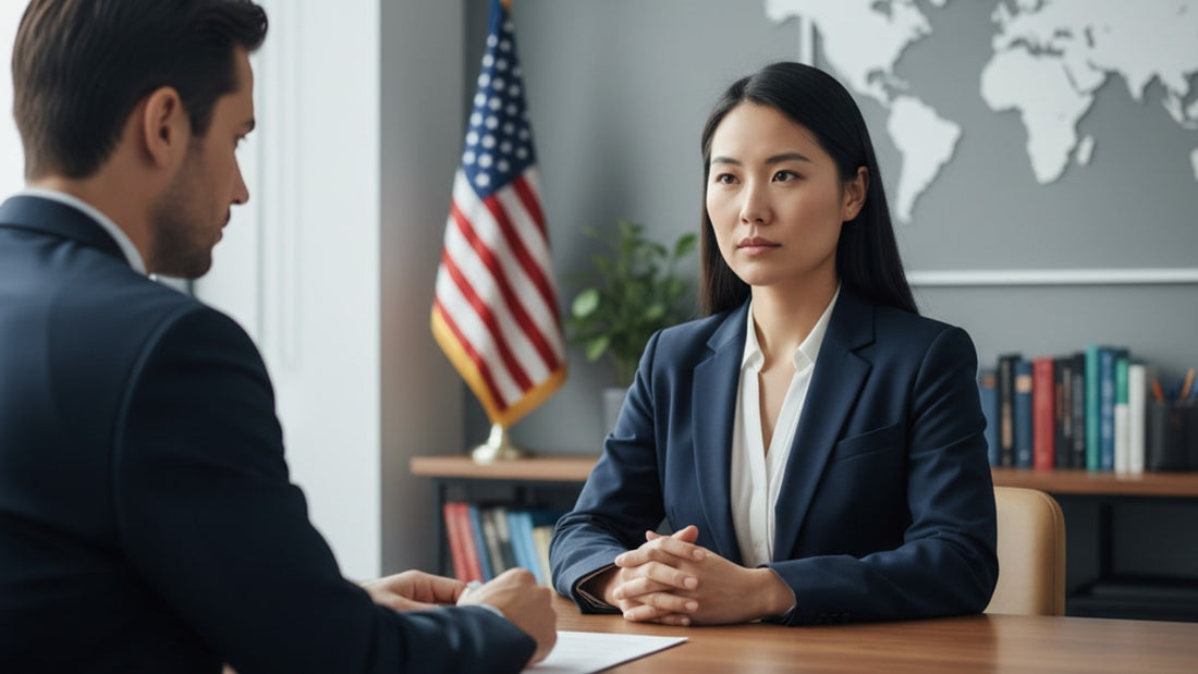 eb-1b visa interview at consulate - Professional illustration