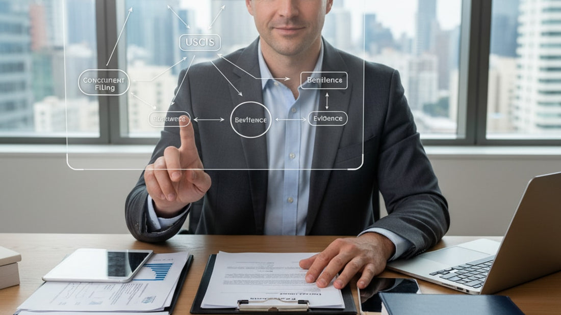 o-1a concurrent filing strategy - Professional illustration