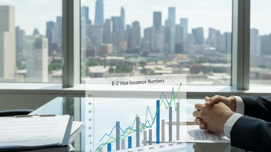 Blog Post: How Many E-2 Visas Are Issued Each Year - Professional illustration