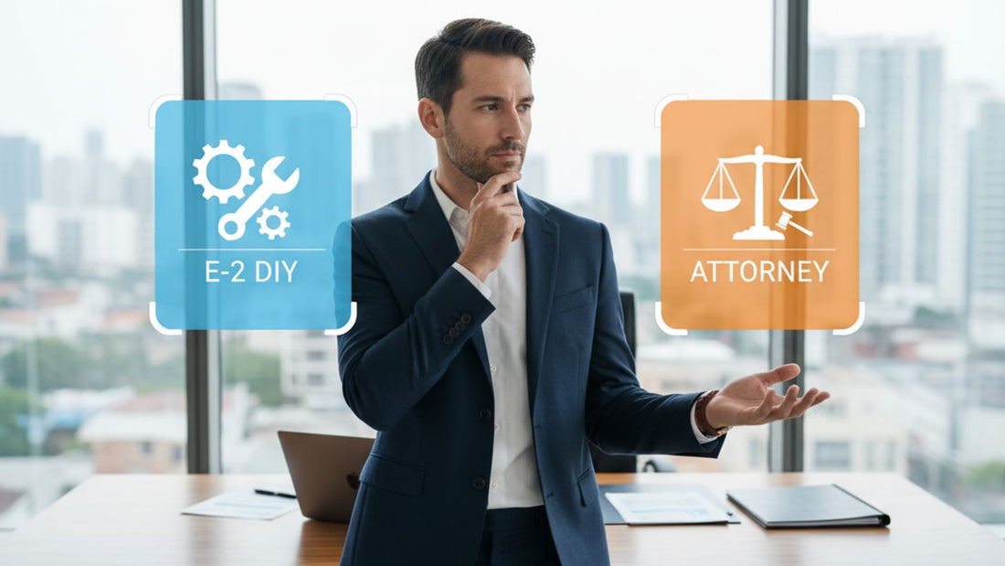 e-2 diy vs attorney - Professional illustration