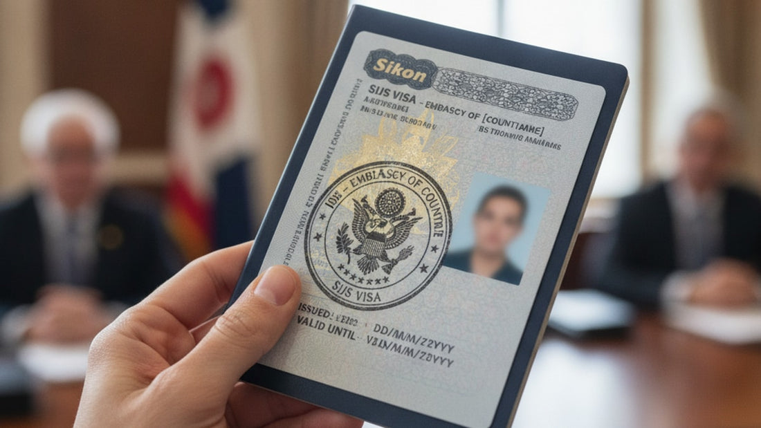 sijs visa stamp process at embassy - Professional illustration