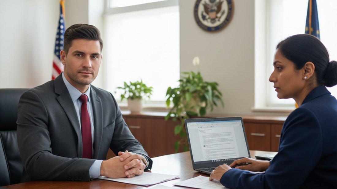 o-1a visa interview at consulate - Professional illustration