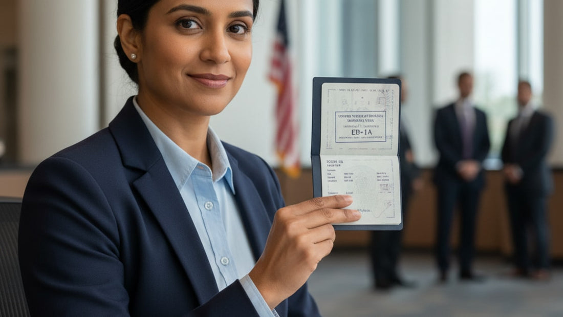 eb-1a visa stamp process at embassy - Professional illustration