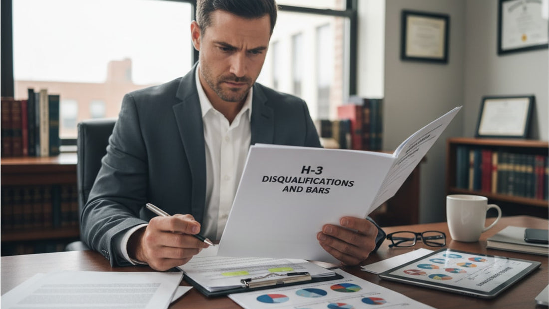 h-3 disqualifications and bars - Professional illustration