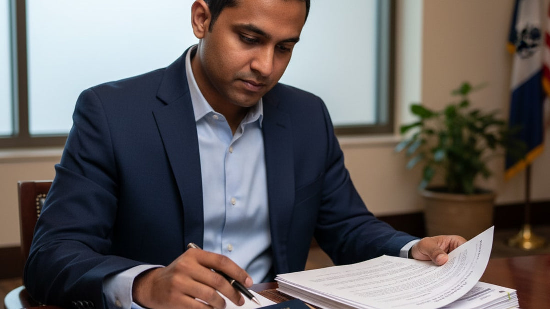 p-1b visa interview at consulate - Professional illustration