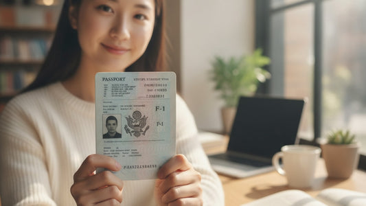 f-1 visa stamp process at embassy - Professional illustration