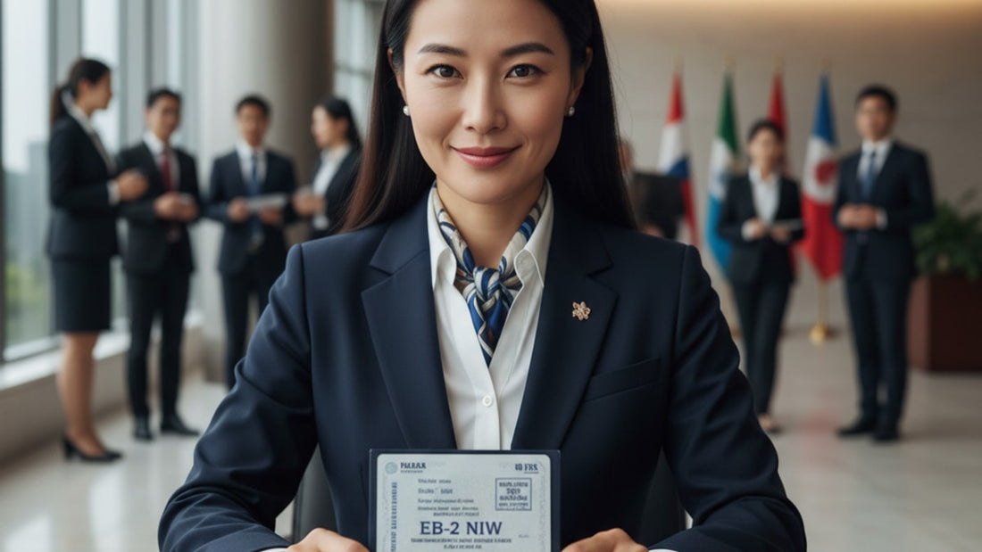 eb-2 niw visa stamp process at embassy - Professional illustration