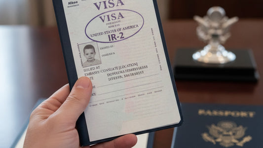 ir-2 visa stamp process at embassy - Professional illustration