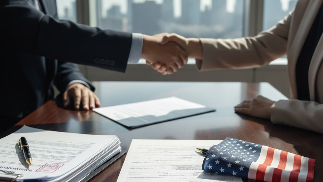 Blog Post: Can an E-3 Visa Holder Apply for a Green Card? - Professional illustration