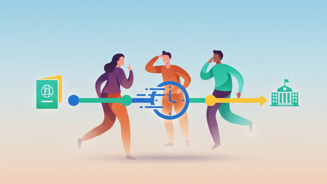 Blog Post: how long does it take to get an f1 visa - Professional illustration